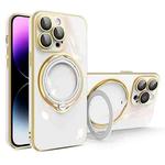 For iPhone 14 Pro Multifunction Electroplating MagSafe Holder Phone Case(White)
