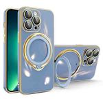 For iPhone 13 Pro Max Multifunction Electroplating MagSafe Holder Phone Case(Blue)