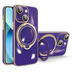 For iPhone 13 Multifunction Electroplating MagSafe Holder Phone Case(Dark Purple)