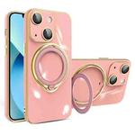 For iPhone 13 Multifunction Electroplating MagSafe Holder Phone Case(Pink)