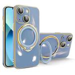 For iPhone 13 Multifunction Electroplating MagSafe Holder Phone Case(Blue)