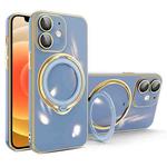 For iPhone 12 Multifunction Electroplating MagSafe Holder Phone Case(Blue)