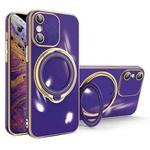 For iPhone XS Max Multifunction Electroplating MagSafe Holder Phone Case(Dark Purple)