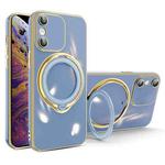 For iPhone XS Max Multifunction Electroplating MagSafe Holder Phone Case(Blue)