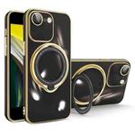 For iPhone SE 2022 / 2020 / 8 / 7 Multifunction Electroplating MagSafe Holder Phone Case(Black)