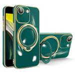 For iPhone SE 2022 / 2020 / 8 / 7 Multifunction Electroplating MagSafe Holder Phone Case(Dark Green)