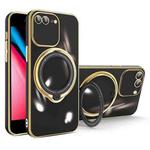 For iPhone 8 Plus / 7 Plus Multifunction Electroplating MagSafe Holder Phone Case(Black)
