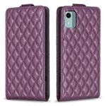 For Nokia C12 Diamond Lattice Vertical Flip Leather Phone Case(Dark Purple)