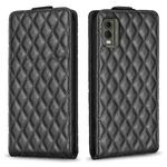 For Nokia C32 Diamond Lattice Vertical Flip Leather Phone Case(Black)