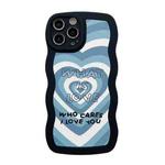 For iPhone 14 Pro Wavy Lambskin Love TPU Phone Case(Blue)