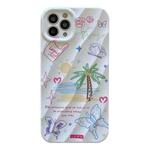 For iPhone 12 Pro Max 2 in 1 Minimalist Pattem PC Shockproof Phone Case(Coconut Tree)
