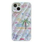 For iPhone 14 2 in 1 Minimalist Pattem PC Shockproof Phone Case(Coconut Tree)