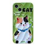 For iPhone 14 2 in 1 Minimalist Pattem PC Shockproof Phone Case(Ribbon Cat)
