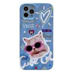 For iPhone 14 Pro 2 in 1 Minimalist Pattem PC Shockproof Phone Case(Sunglasses Cat)