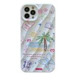 For iPhone 14 Pro Max 2 in 1 Minimalist Pattem PC Shockproof Phone Case(Coconut Tree)