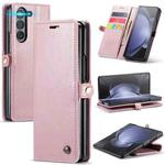 For Samsung Galaxy Z Fold5 CaseMe-003 PU + PC Business Style Crazy Horse Texture Leather Phone Case(Pink)