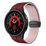 For Samsung Galaxy Watch 6 / 6 Classic Dual Color Magnetic Folding Buckle Silicone Watch Band(Wine Red+Pink)