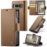 For Google Pixel Fold CaseMe 023 Butterfly Buckle Litchi Texture RFID Anti-theft Leather Phone Case(Brown)