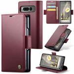 For Google Pixel Fold CaseMe 023 Butterfly Buckle Litchi Texture RFID Anti-theft Leather Phone Case(Wine Red)