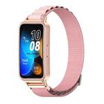 For Huawei Band 8 Mijobs Nylon Breathable Watch Band(Pink+Rose Gold)