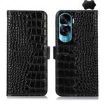 For Honor 90 Lite 5G / X50i Crocodile Top Layer Cowhide Leather Phone Case(Black)