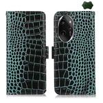 For Honor 100 Pro Crocodile Top Layer Cowhide Leather Phone Case(Green)
