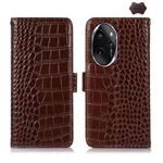 For Honor 100 Pro Crocodile Top Layer Cowhide Leather Phone Case(Brown)