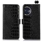 For Honor 100 Crocodile Top Layer Cowhide Leather Phone Case(Black)