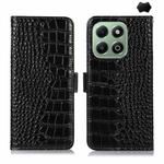 For Honor X6b Crocodile Top Layer Cowhide Leather Phone Case(Black)