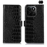 For Honor Play 60 Plus / 200 Smart Crocodile Top Layer Cowhide Leather Phone Case(Black)