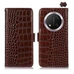 For Honor X9c 5G Global Crocodile Top Layer Cowhide Leather Phone Case(Brown)