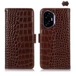 For Honor 400 Crocodile Top Layer Cowhide Leather Phone Case(Brown)