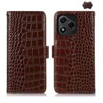 For Honor 400 Lite Crocodile Top Layer Cowhide Leather Phone Case(Brown)