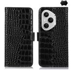For Honor 400 Pro Global 160.8mm Crocodile Top Layer Cowhide Leather Phone Case(Black)