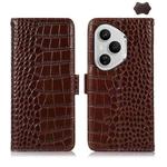 For Honor 400 Pro Global 160.8mm Crocodile Top Layer Cowhide Leather Phone Case(Brown)