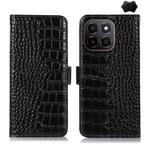 For Honor X6c 4G Crocodile Top Layer Cowhide Leather Phone Case(Black)
