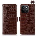 For Honor X6c 4G Crocodile Top Layer Cowhide Leather Phone Case(Brown)
