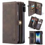 For iPhone SE 2022 / SE 2020 / 8 / 7 CaseMe 018 Detachable Multi-functional Horizontal Flip Leather Case with Card Slot & Holder & Zipper Wallet & Photo Frame(Brown)