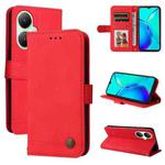 For vivo Y35+ Skin Feel Life Tree Metal Button Leather Phone Case(Red)