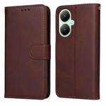 For vivo Y35+ Classic Calf Texture Flip Leather Phone Case(Brown)