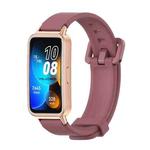 For Huawei Band 8 Mijobs Silicone Breathable Watch Band(Wine Red+Rose Gold)