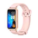 For Huawei Band 8 Mijobs Silicone Breathable Watch Band(Pink+Rose Gold)