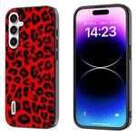 For Samsung Galaxy A24 4G ABEEL Black Edge Leopard Phone Case(Red Leopard)