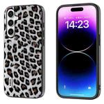 For Samsung Galaxy S23 FE 5G ABEEL Black Edge Leopard Phone Case(Silver Leopard)