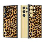 For Samsung Galaxy S24 Ultra 5G ABEEL Black Edge Leopard Phone Case(Golden Leopard)