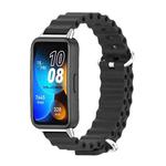 For Huawei Band 8 Mijobs Marine Silicone Breathable Watch Band(Black+Silver)