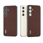 For Samsung Galaxy S24+ 5G ABEEL Genuine Leather Luxury Black Edge Phone Case(Coffee)