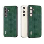 For Samsung Galaxy S24+ 5G ABEEL Genuine Leather Luxury Black Edge Phone Case(Night Green)