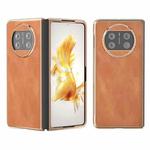 For Huawei Mate X3 Nano Plating Cowhide Texture PU Phone Case(Brown)