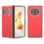For Huawei Mate X3 Nano Plating Wood Texture PU Phone Case(Red)